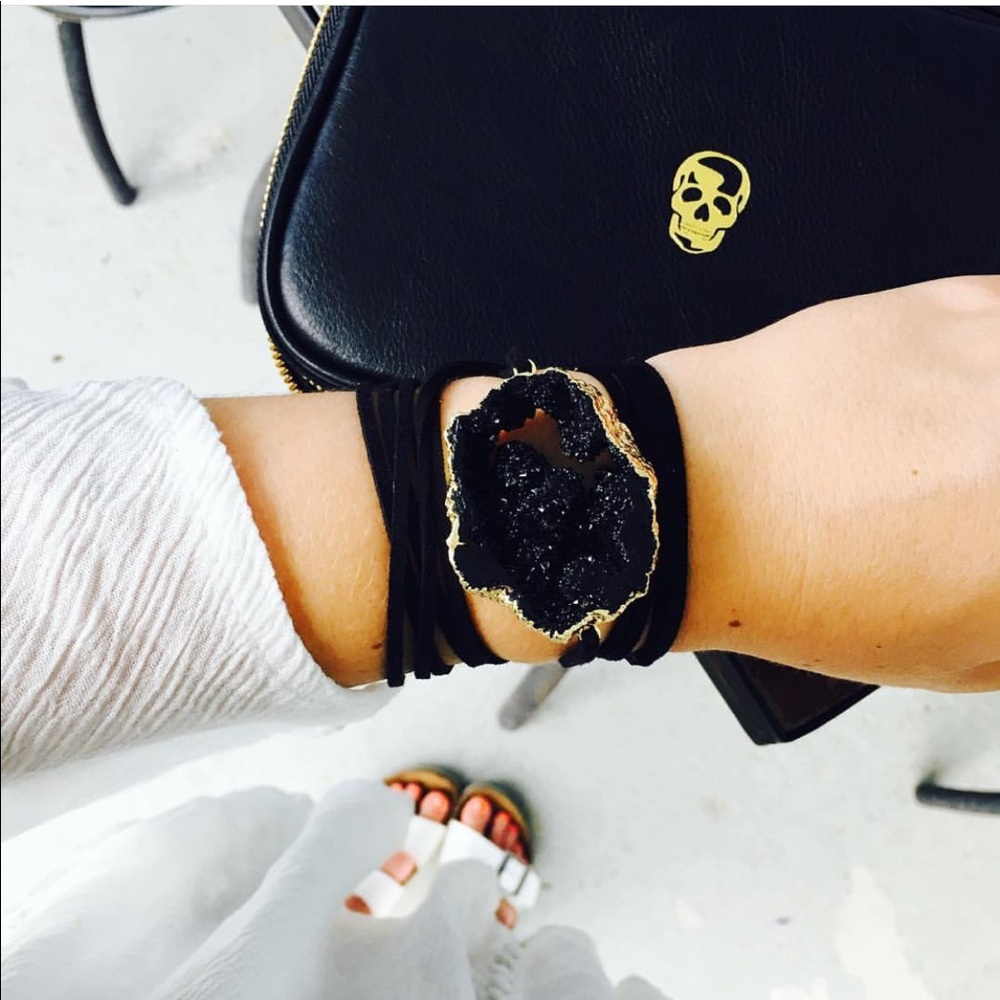 ALV jewels black druzy geode wrap bracelet